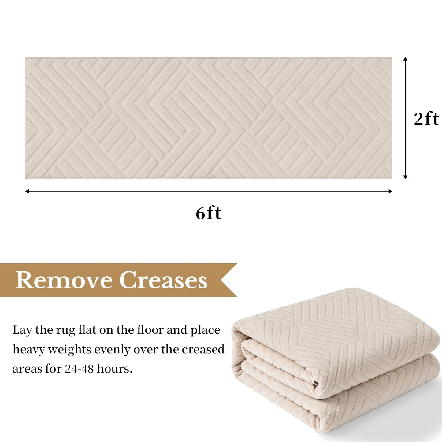 Bsmathom Runner Rug Non Slip, 2x6 Hallway Runner Washable Carpet Runners, Low Pile Beside Rug Floor Mat for Hallways Entryway Laundry Room Kitchen Bathroom, Beige
