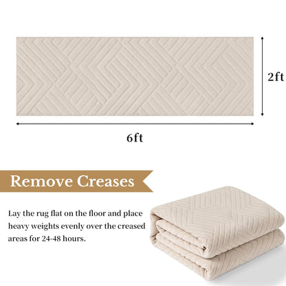 Bsmathom Runner Rug Non Slip, 2x6 Hallway Runner Washable Carpet Runners, Low Pile Beside Rug Floor Mat for Hallways Entryway Laundry Room Kitchen Bathroom, Beige