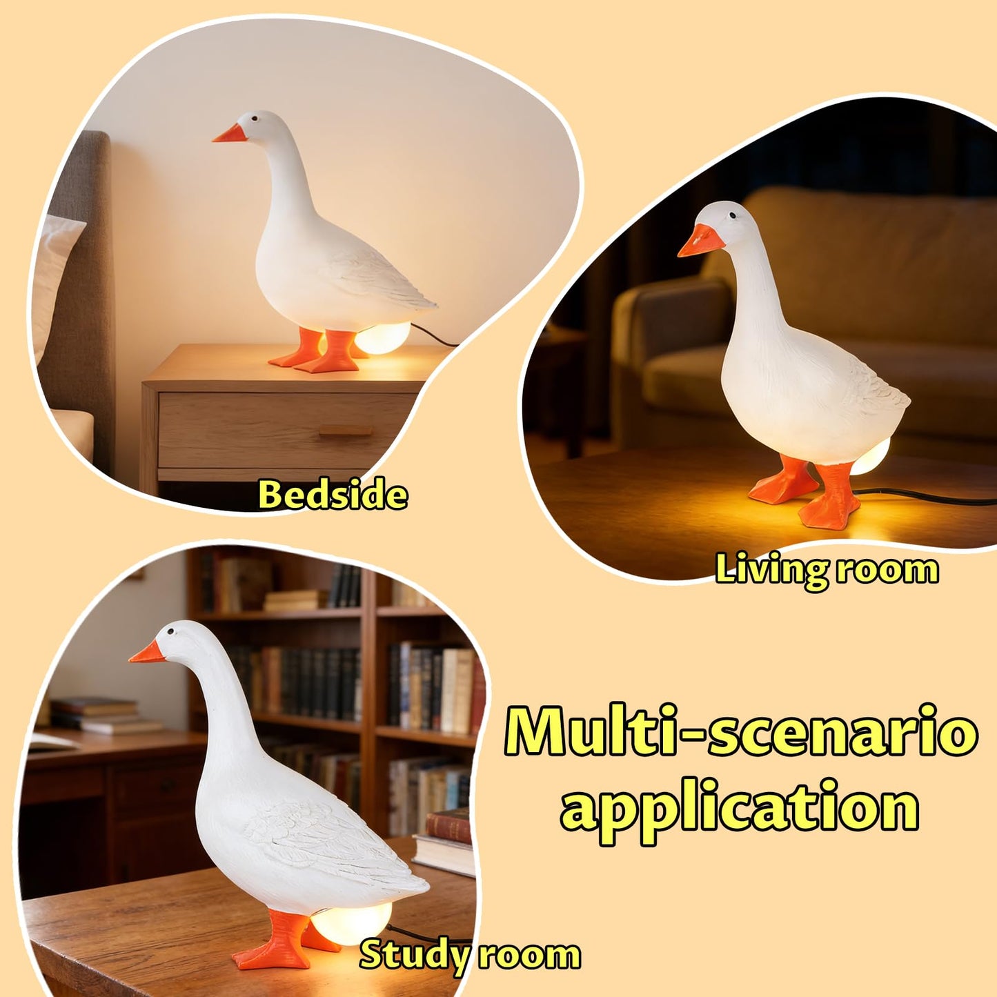 OVIDOLY 7 inches Desk Goose Egg Lamp Funny Goose Egg Resin Night Light Lifelike Table Lamp with USB Christmas Birthday Gifts (Desk Goose)