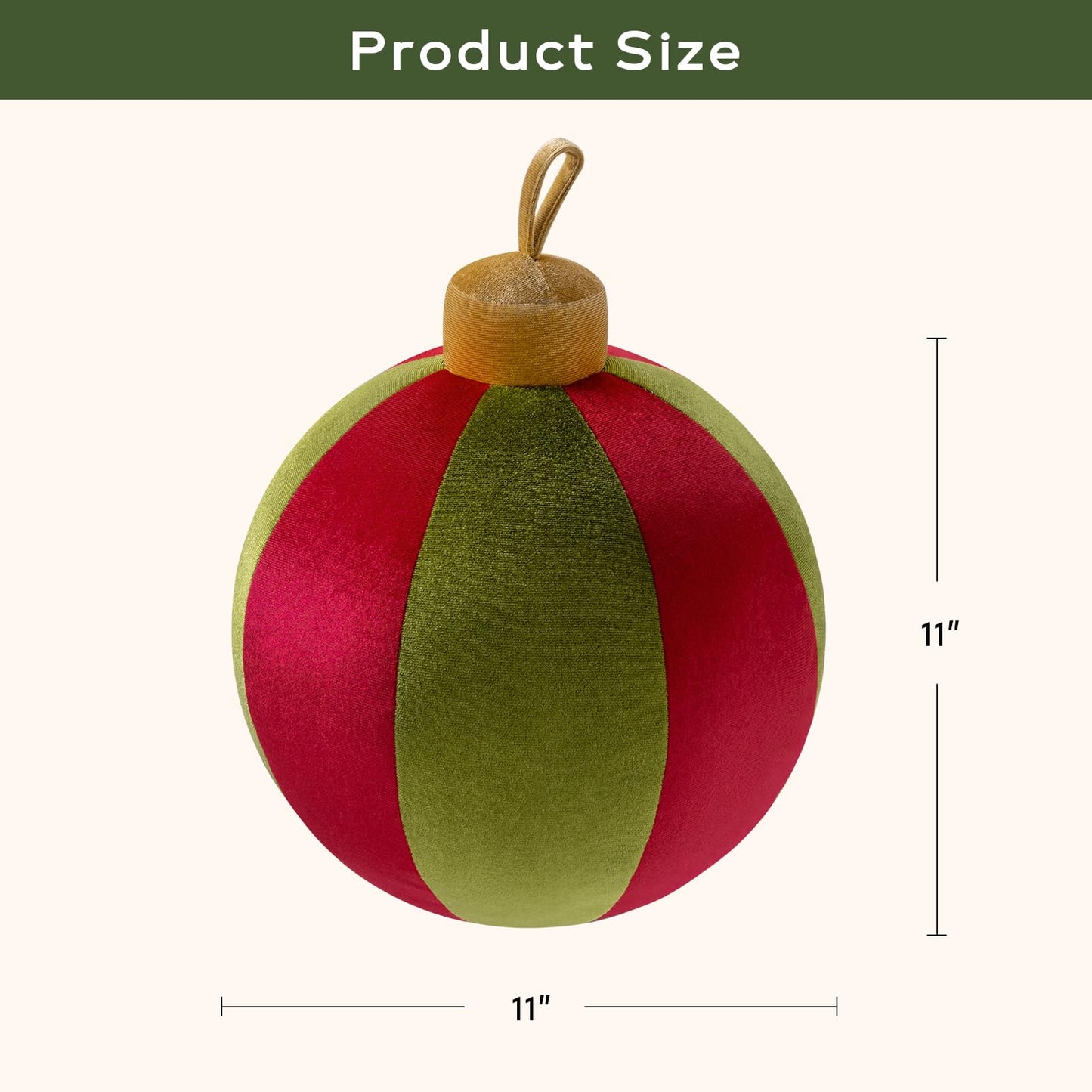 Ashler Merry Christmas Bell-Shaped Pillow, 11x11 Inch Velvet Hangable Decorative Holiday Pillow for Xmas Tree, Couch, Living Room, Bed, Red