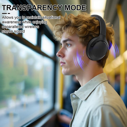 Active Noise Cancelling Headphones, 65H Bluetooth Headphones, Custom EQ via App Headphones Wireless with Mic, Bluetooth 6.0 Foldable Lightweight Headsets for Commuting Travel Work Home (Black)