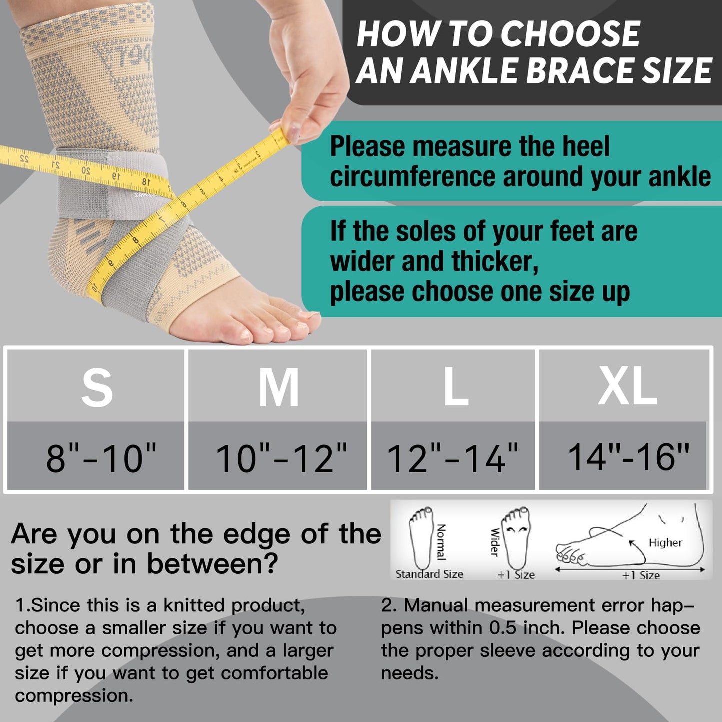 INDEEMAX Ankle Brace for Women & Men, Ankle Compression Sleeve Support Copper Infused Ankle Brace for Sprained Ankle, Plantar Fasciitis Sports, Achilles Tendonitis Pain Relief, Skin Silver, S