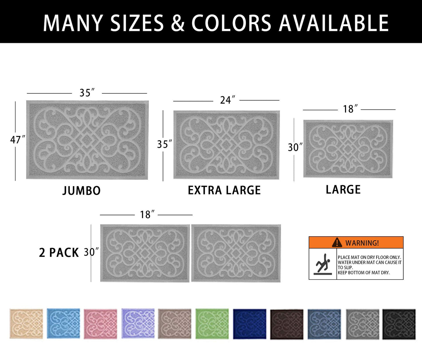 PetLike Cat Litter Box Mat, Thick Kitty Litter Trapping Mat, Durable,Waterproof &Washable with Non-Slip Backing, Soft on Kitty Paws and Easy to Clean, BPA Free