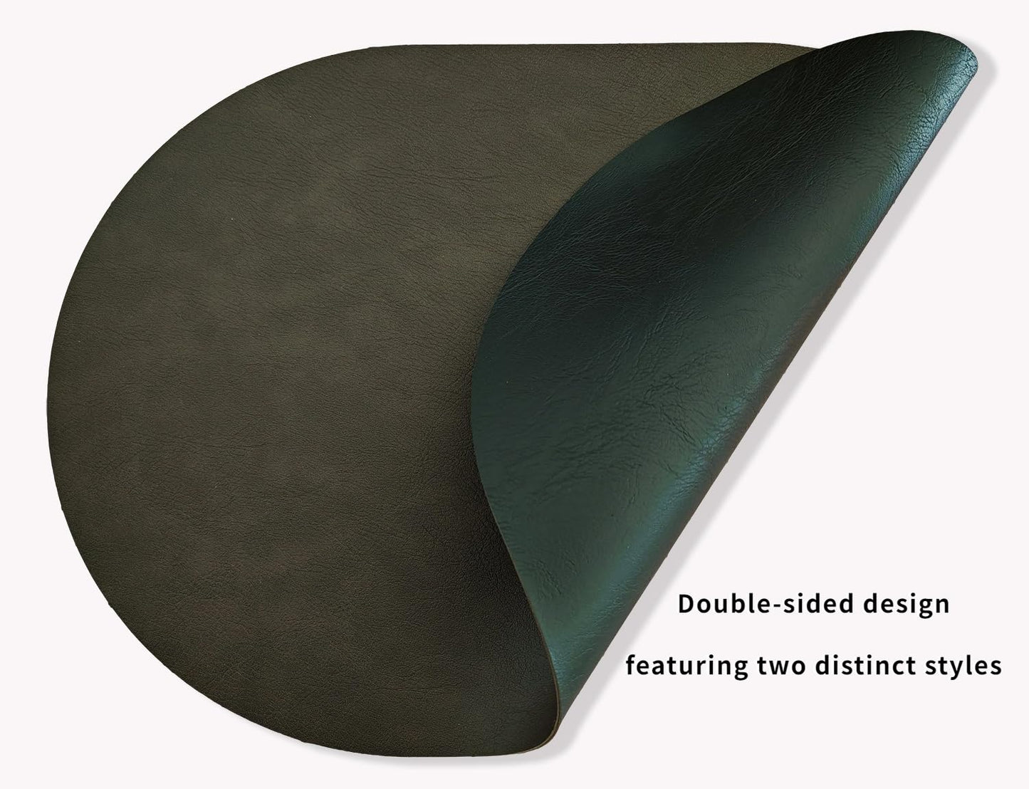 Oval Leather Placemats Set of 6 Washable,Heat Resistant Table Mats for Dining Table, Durable and Easy to Clean for Daily Use (Black Brown)