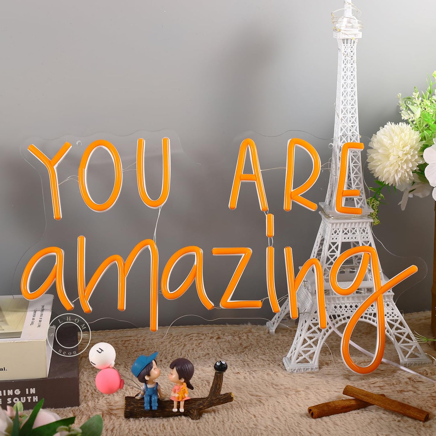 SYLHOME You Are Amazing LED Neon Light Sign 5V Girls Boys Bedroom Living Room Classroom Wall Decor Sign Hanging Smart Kid Birthday USB 16.9" X 10.6" Warm White