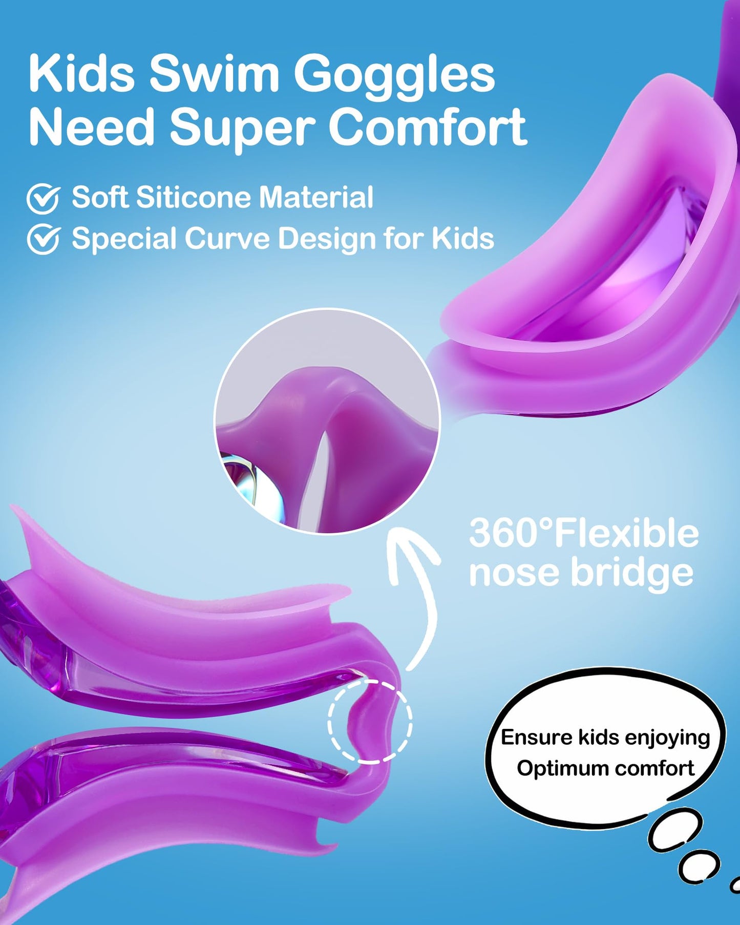 Aegend Swim Goggles for Kids Youth 3-14 Anti-Fog Anti-UV Comfort Fit Goggles for Swimming