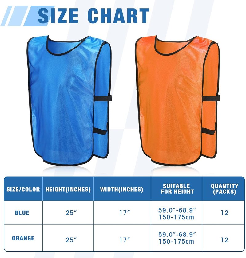 Hercicy 24-Pack Soccer Pinnies Vests - Mercerized Fabric Training Jerseys for Youth & Adults | Multi-Sport Practice