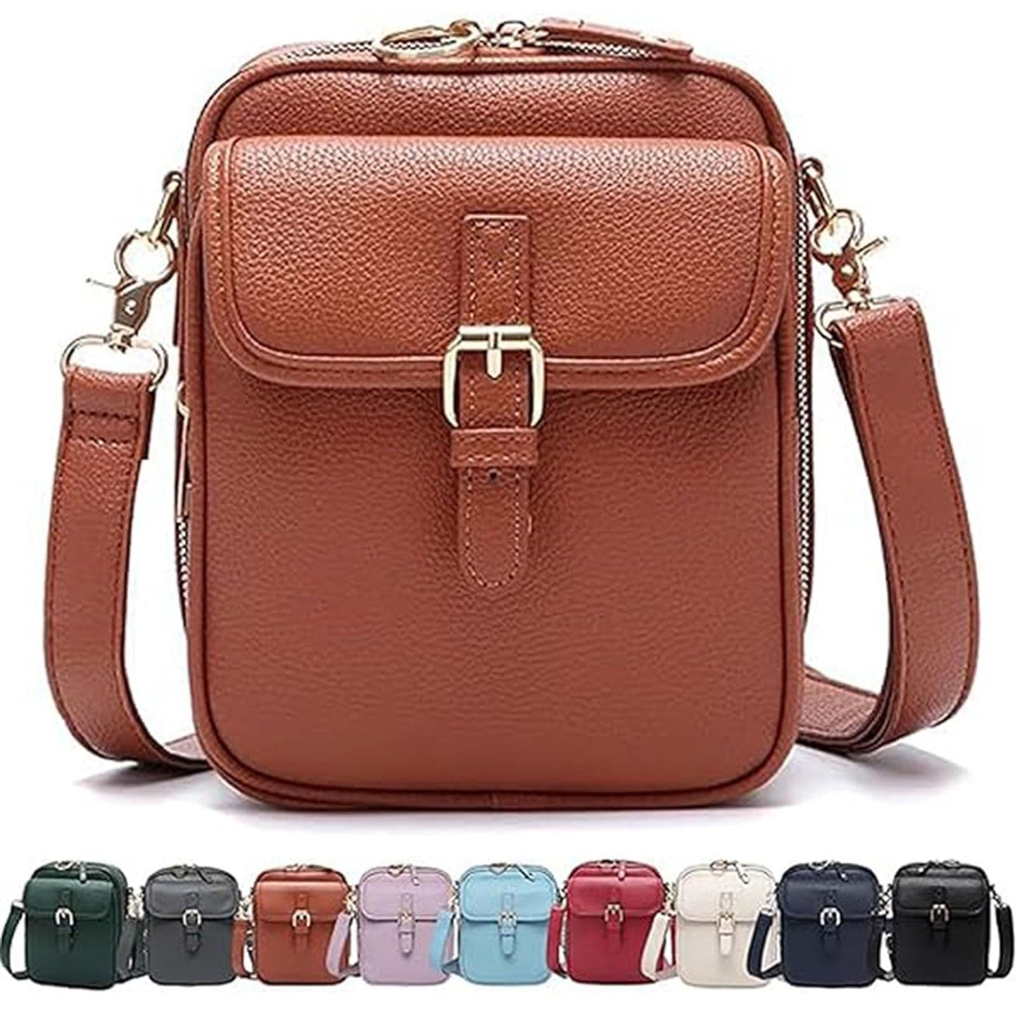 Leather Crossbody Bag for Women - 2025 Vintage Anti-Theft Messenger Bag with Double Layer Large Capacity, Built-in Purse Card Slots,Retro Faux Leather Shoulder Sling Bag for Travel (Brown, Large)