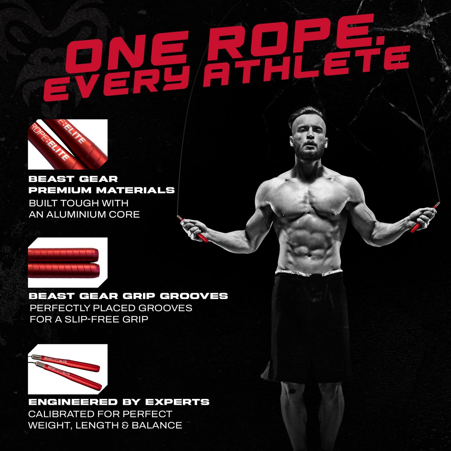 Beast Gear Jump Rope, Jump Ropes for Fitness, Premium Aluminium Skipping Rope for Men Women - Boxing, MMA, HIIT, Strength Training & Double Unders