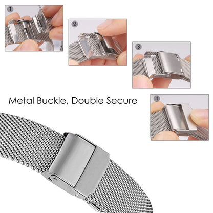 ViCRiOR Compatible Watch band with Amazfit Active 2/GTS 4 Mini/GTS 4 / GTS 3/ GTS 2/ GTS 2 Mini/GTS 2e/ GTS Bands, 2 Pack Stainless Steel Mesh Strap for Amazfit Bip/Bip 3 Pro/Bip U Pro Man Women