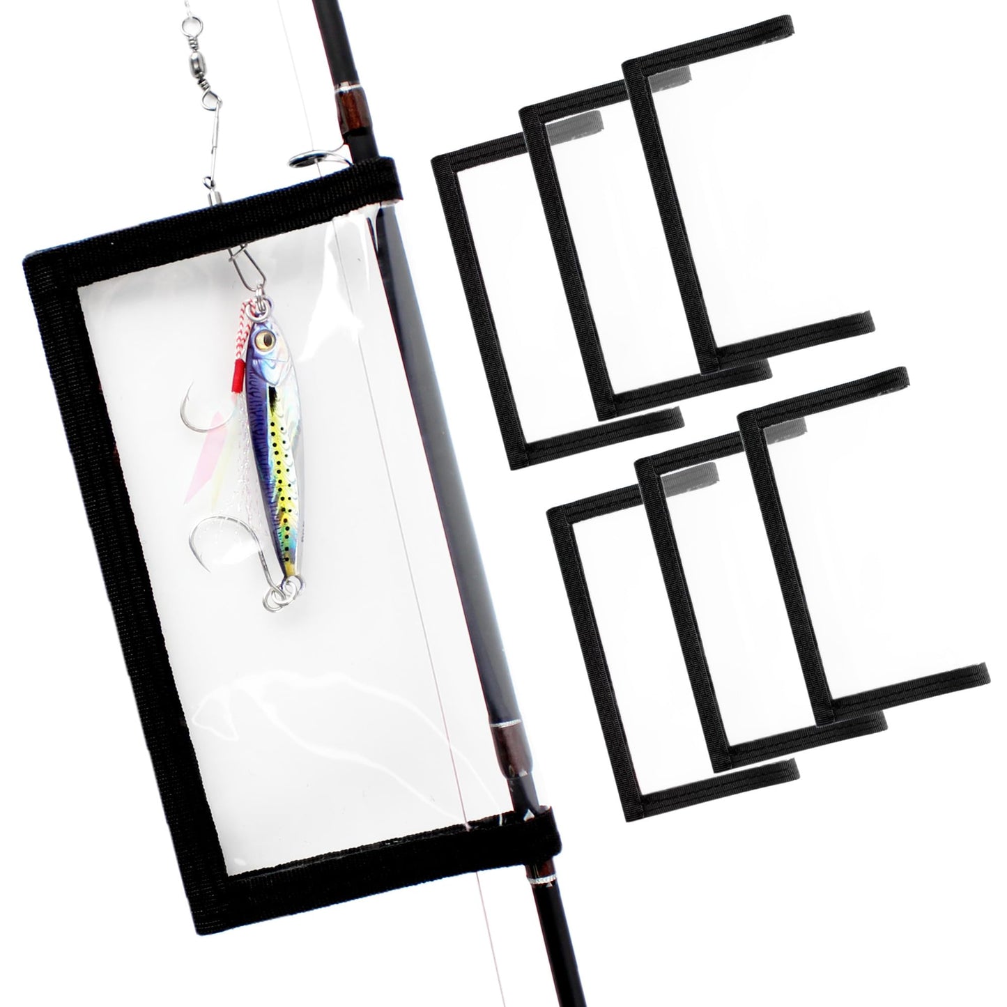 CASTSTRIKE 6PCS Fishing Lure Wraps Hook Safety Cover, Clear PVC Lure Protector for Treble Hooks, Bait Storage, Tangle‑Free Safe Fishing + Rod Tip Protector, Saltwater Safe (3M+3L)