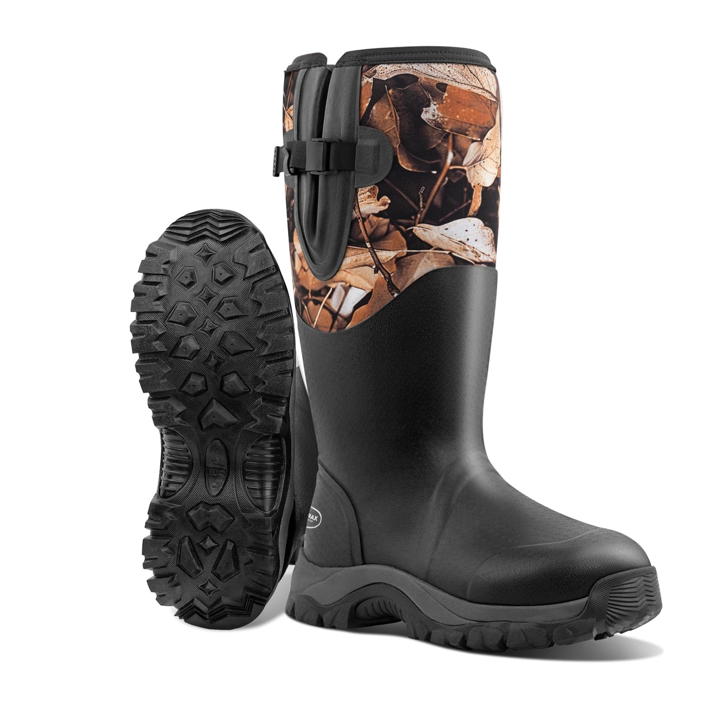 Men's Waterproof Hunting Boots, Camouflage 6mm Neoprene Muck Boots for Outdoor Hunting, Fishing, Farming & Work Black size 9
