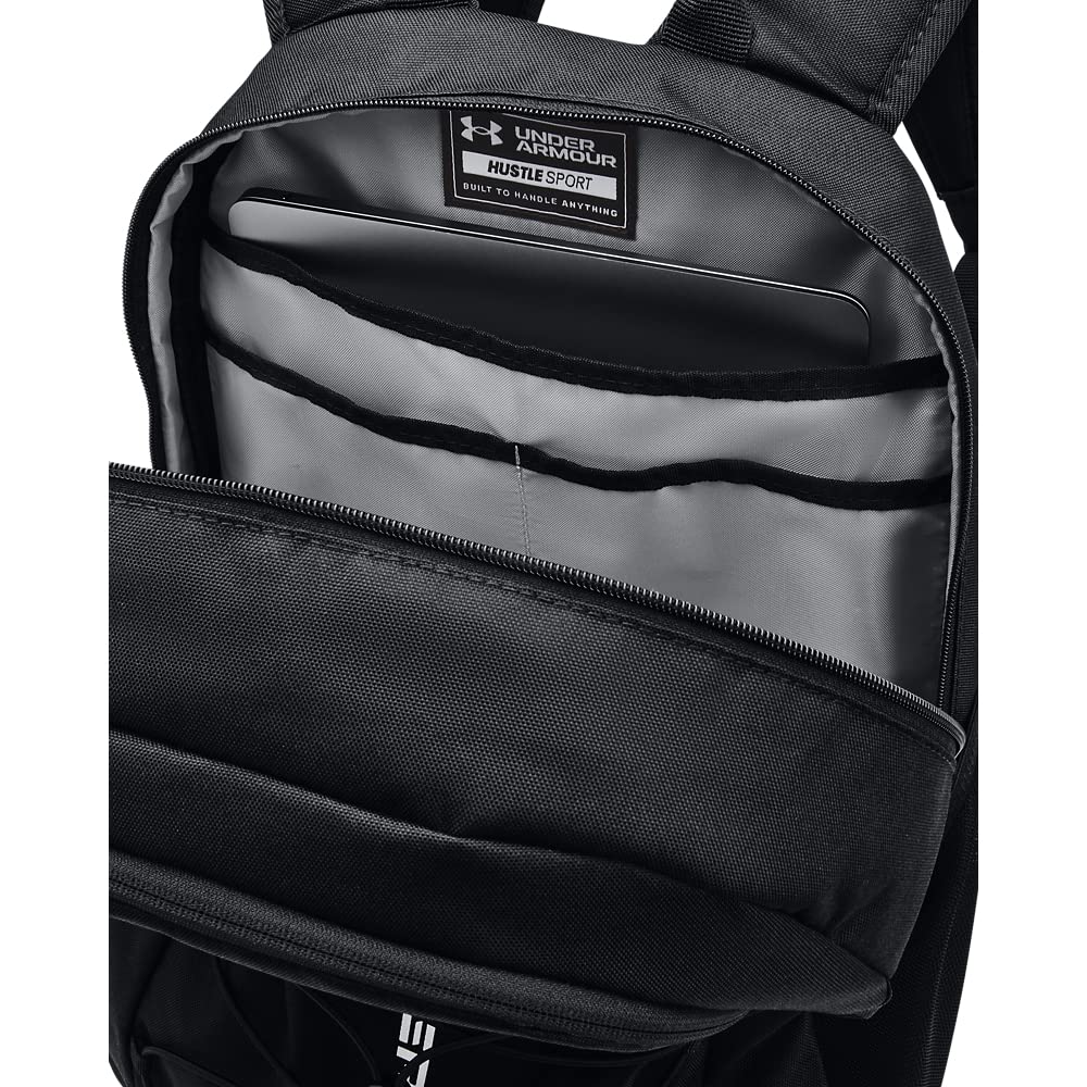 Under Armour Unisex-Adult Hustle Sport Backpack , Black (001)/Silver , One Size Fits All