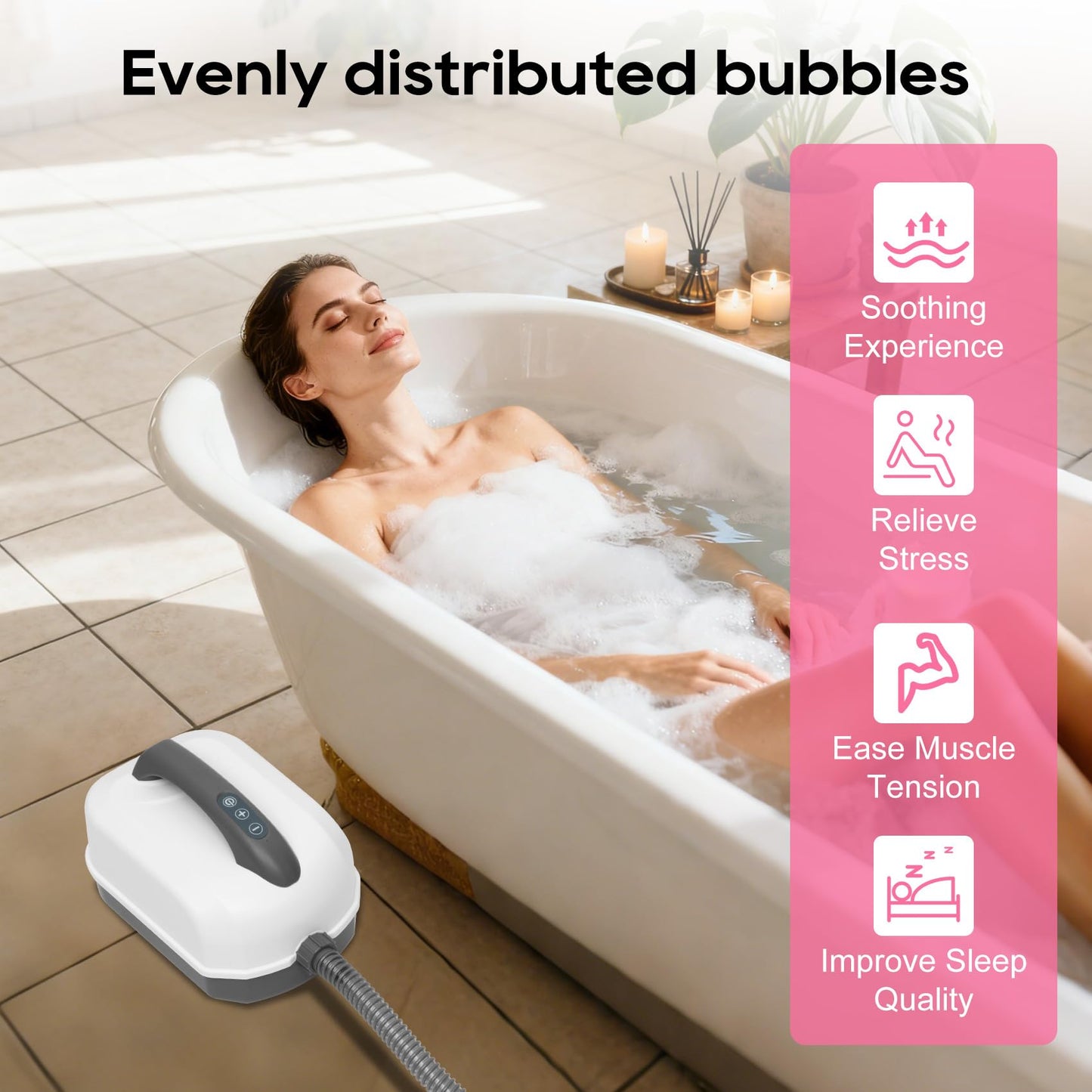 ZSUCC Portable Spa Bubble Bath Massager, Remote Control Adjust 6 Levels
