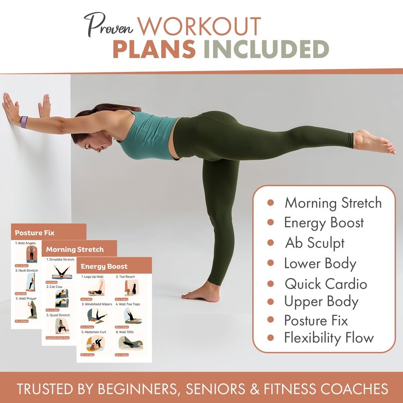 Wall Pilates Workout Cards for Women – 76 Large Hand-Drawn Exercises with Step-by-Step Guides & Mindful Affirmations – Unique Home Pilates Gift Deck