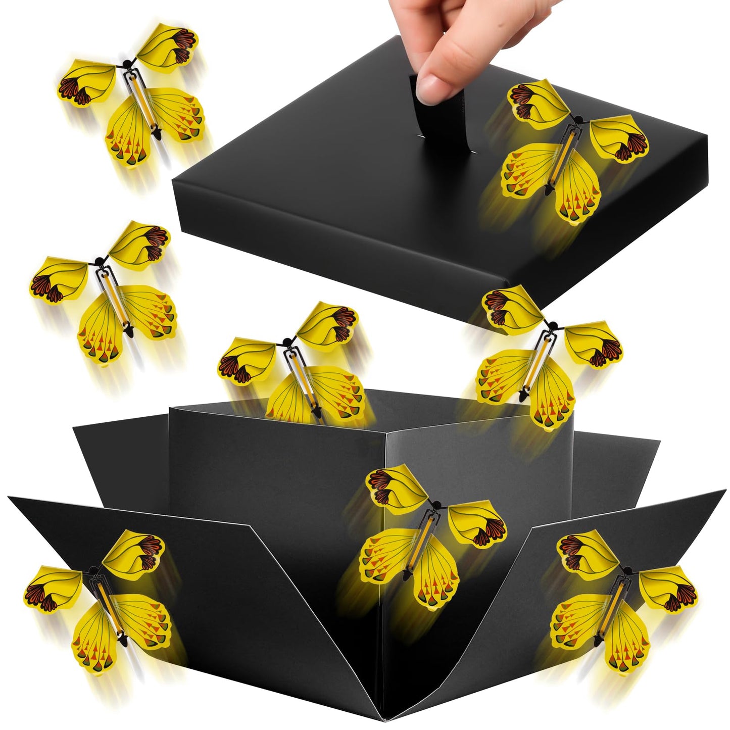 XLSXEXCL Butterfly Explosion Gift Box, Flying Butterfly Surprise Box for Birthday, Wedding, Anniversaries, Christmas (Black)