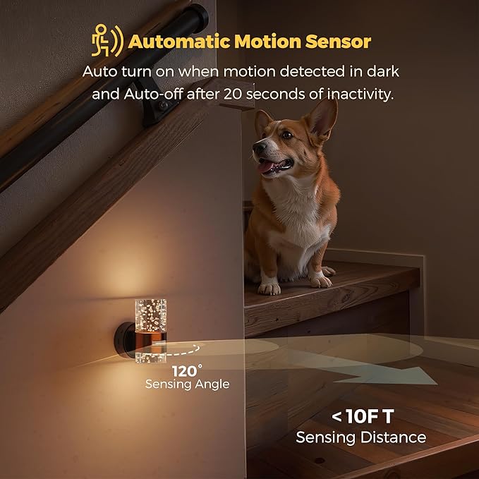 L LOHAS LED Motion Sensor Night Light, 2 Pack Wireless Rechargeable Wall Mounted Nightlight,Motion-Activated Acrylic Night Lights,3000K Dimmable for Bathroom Hallway