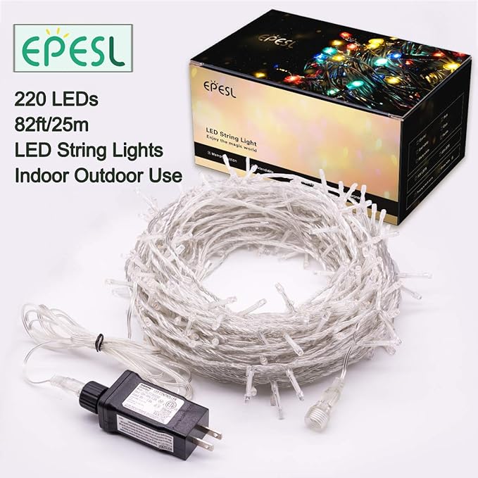 Blue String Lights Indoor - 220 LED 25m/82ft 8 Modes End-to-End Plug in Outdoor Waterproof Decorative Fairy Twinkle Christmas Tree Lights for Xmas/Halloween/Patio/Room/Home/New Year/Thanksgiving Day