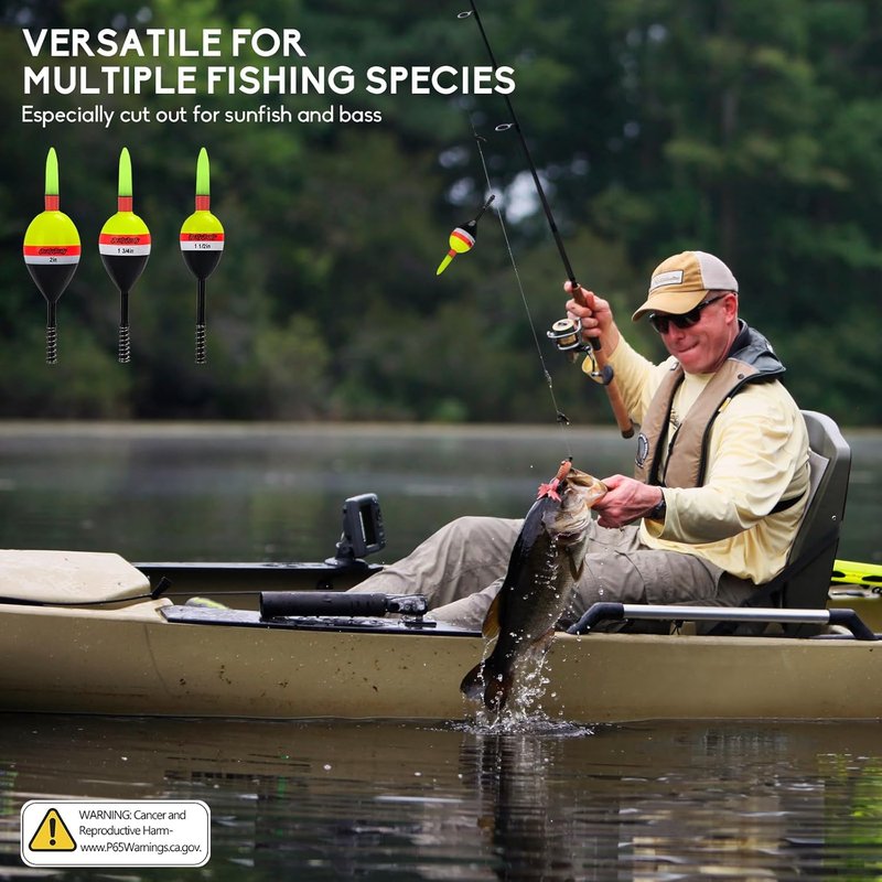Lighted Slip Bobbers - 4PCS Glow in the Dark Fishing Floats | Spring Bobber for Crappie & Walleye Fishing