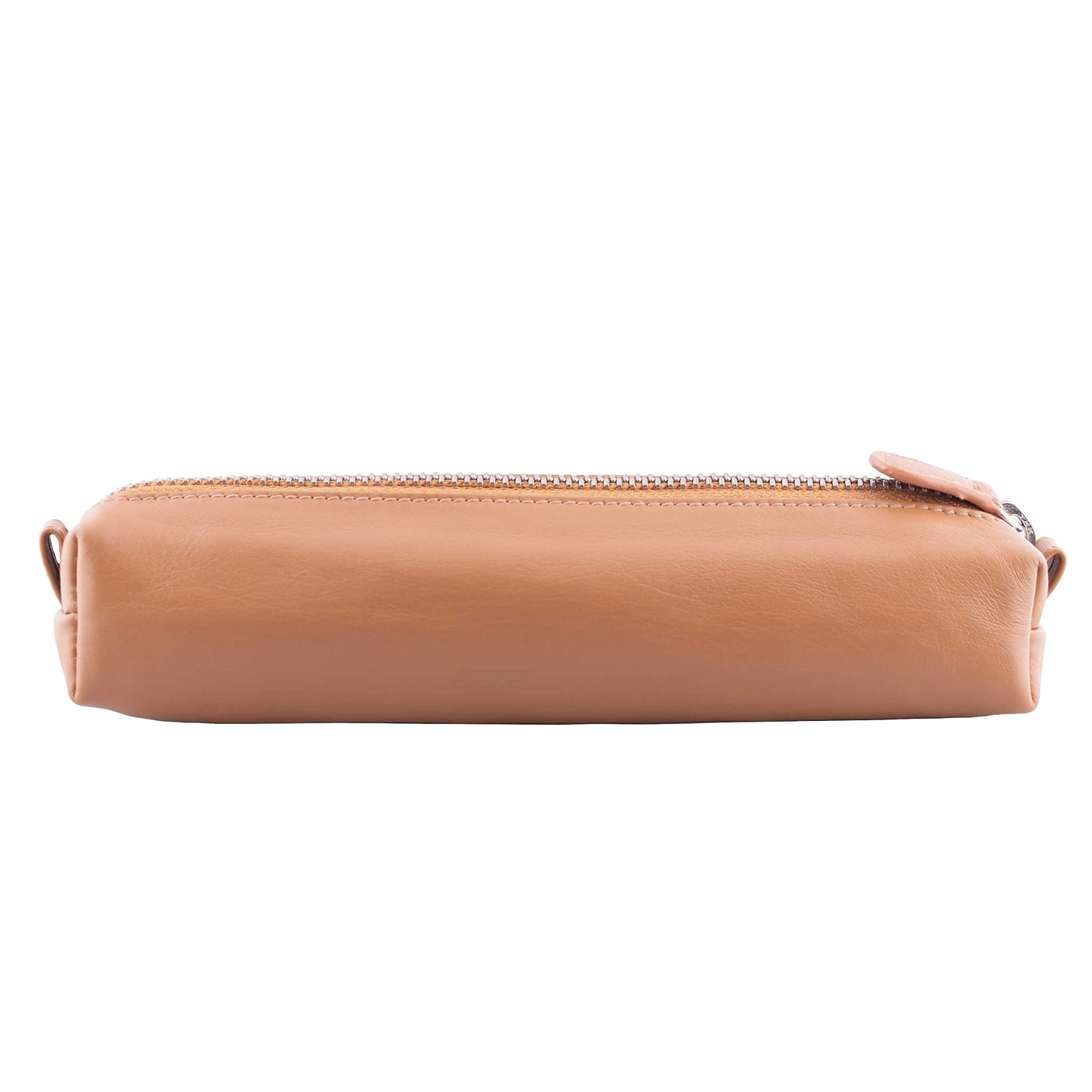 DiLoro Leather Zippered Fountain Ballpoint Rollerball Pens and Pencils Case Holder Pouch Genuine Full Grain Soft Nappa Leather (Tan)