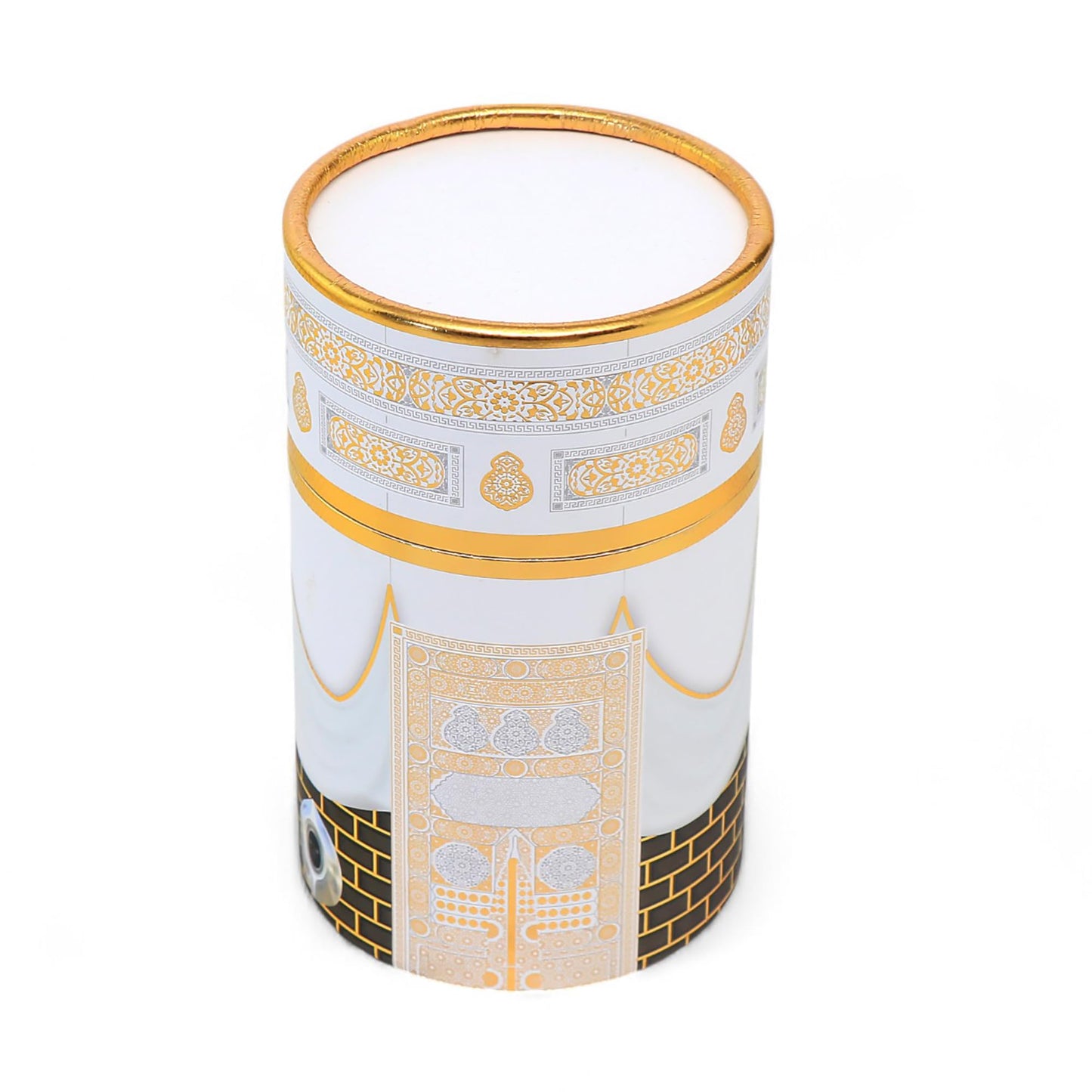 FURKAN Muslim Prayer Rug & Beads Set with Stylish Cylinder Gift Box Janamaz Sajadah Prayer Mat Perfect Islamic Spiritual Gift for Ramadan Islamic, Cylinder Gift Box - Model 2 - White