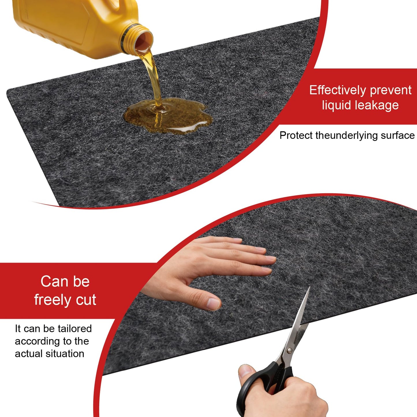 17' x 7.45' Garage Floor Mat for Under Car, Heavy-Duty Oil Spill Mat, Waterproof & Absorbent Garage Flooring, Non-Slip Protective Pad for Garage & Shop, Reusable & Washable with Adhesive Tape