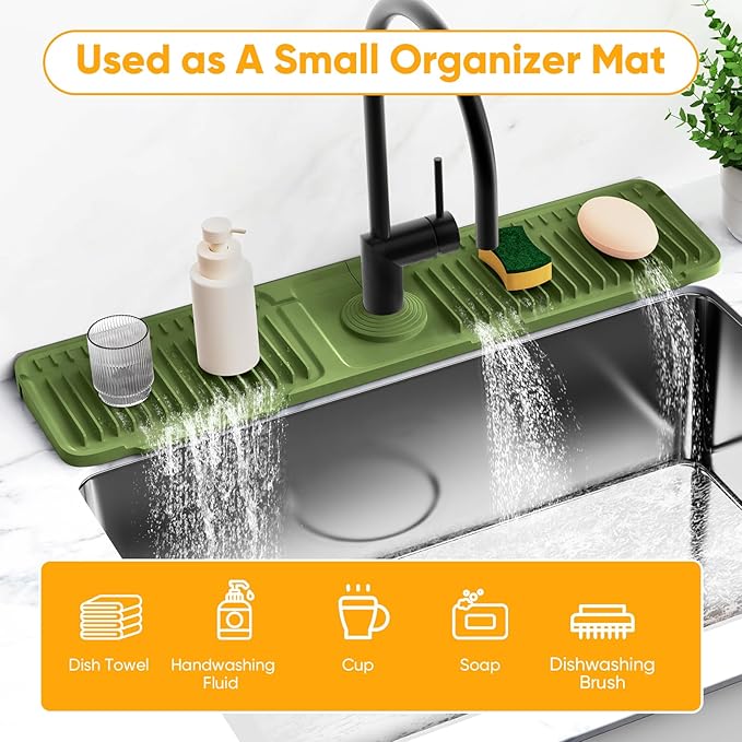 24'' Longer Faucet Mat for Kitchen Sink Splash Guard Kitchen Sink Faucet Mat