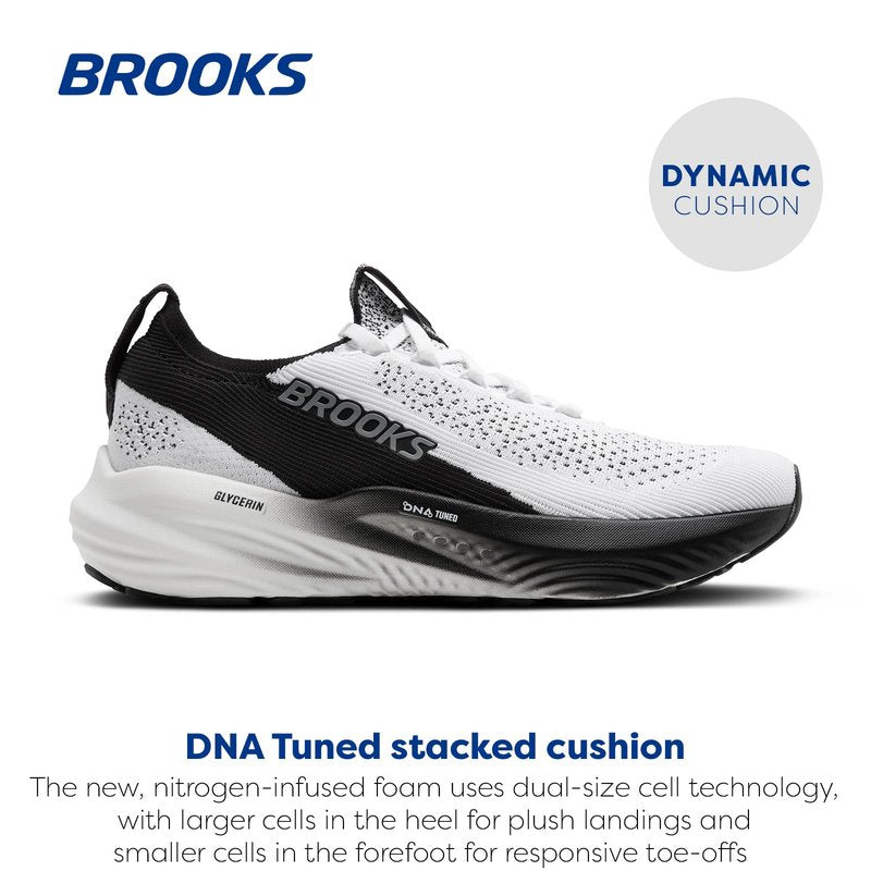 Brooks Men’s Glycerin Stealthfit 22 Neutral Running Shoe - White/Grey/Black - 8 Medium