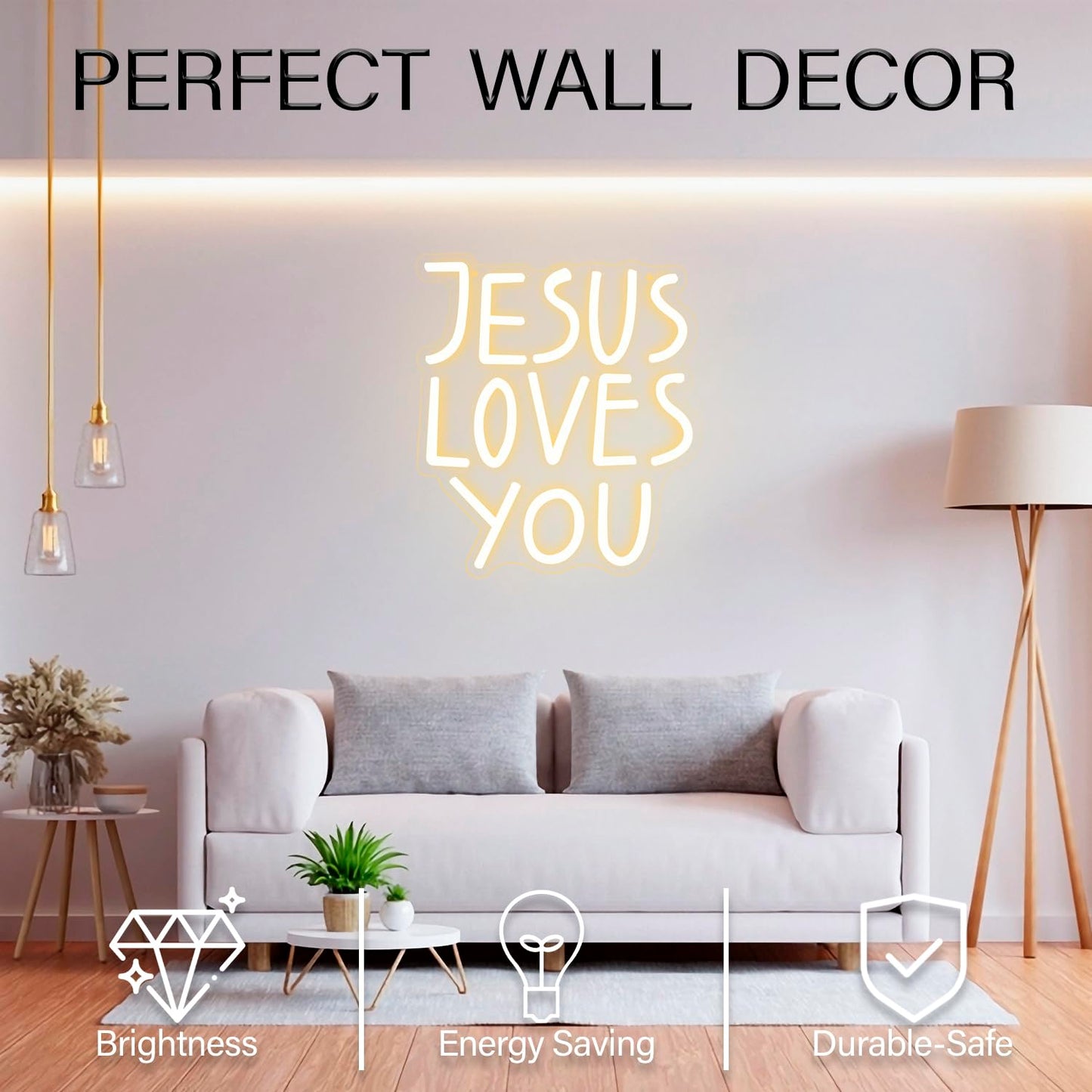 Jesus Loves You Neon Sign Dimmable Neon Signs for Wall Decor Letter LED Signs USB Light Up Sign for Jesus Room Decor Christian Wall Art Bedroom Living Room Jesus Gifts