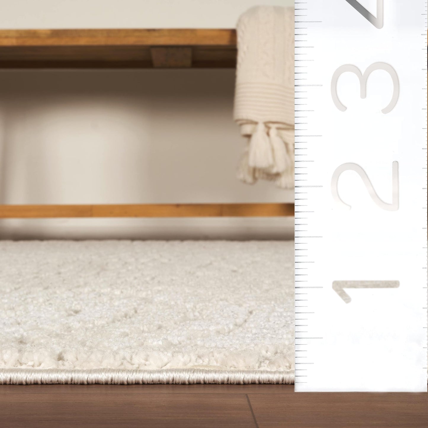 Abani Cozy Cream Area Rug for Living Room, Bedroom - Textured Floral Circle Pattern - 6' x 9' - Durable & Easy to Clean