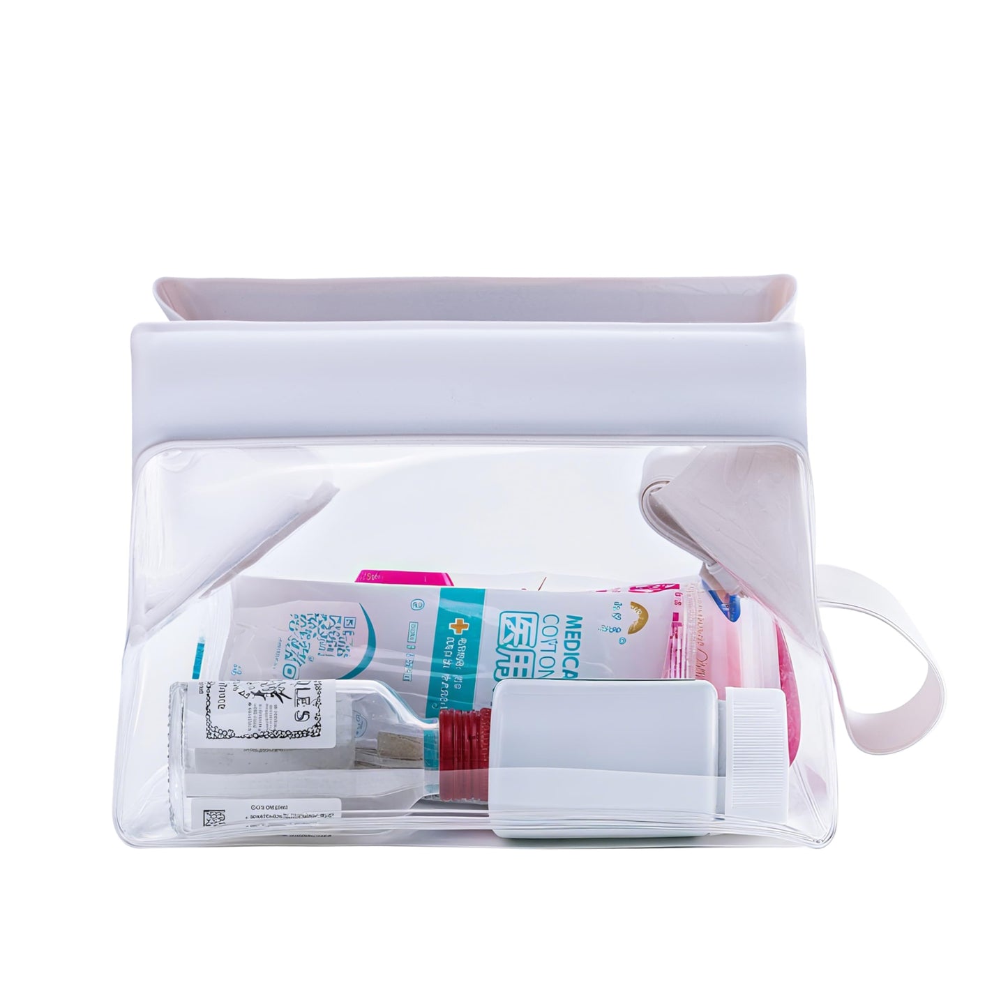 Uriyesobida TSA Approved Clear TPU Toiletry Bag with Magnetic Closure Leak Resistant Makeup Bag Cosmetic Pouch Dopp Kit Travel Essentials Bag Magnetic Travel Container Organizer Pouch (Beige)