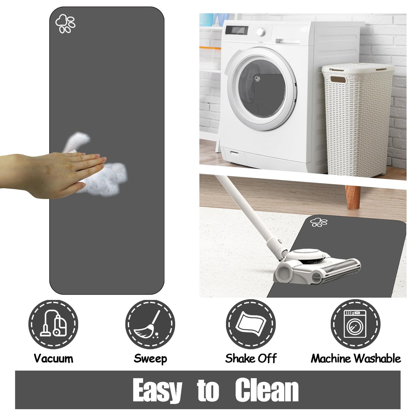 Large Pet Feeding Mat, 39.3"x15.7" Absorbent Quick Dry Dog Mat for Food and Water Bowl, Non Skid Cat Bowl Mat, No Stains for Pet Water Dispenser Pet Supplies for Messy Drinkers