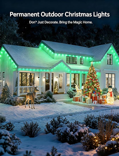 RGB Permanent Outdoor Lights for House, 300FT with 150 LED, IP67 Waterproof LED Lights for Christmas Decorations, Work with Remote, APP