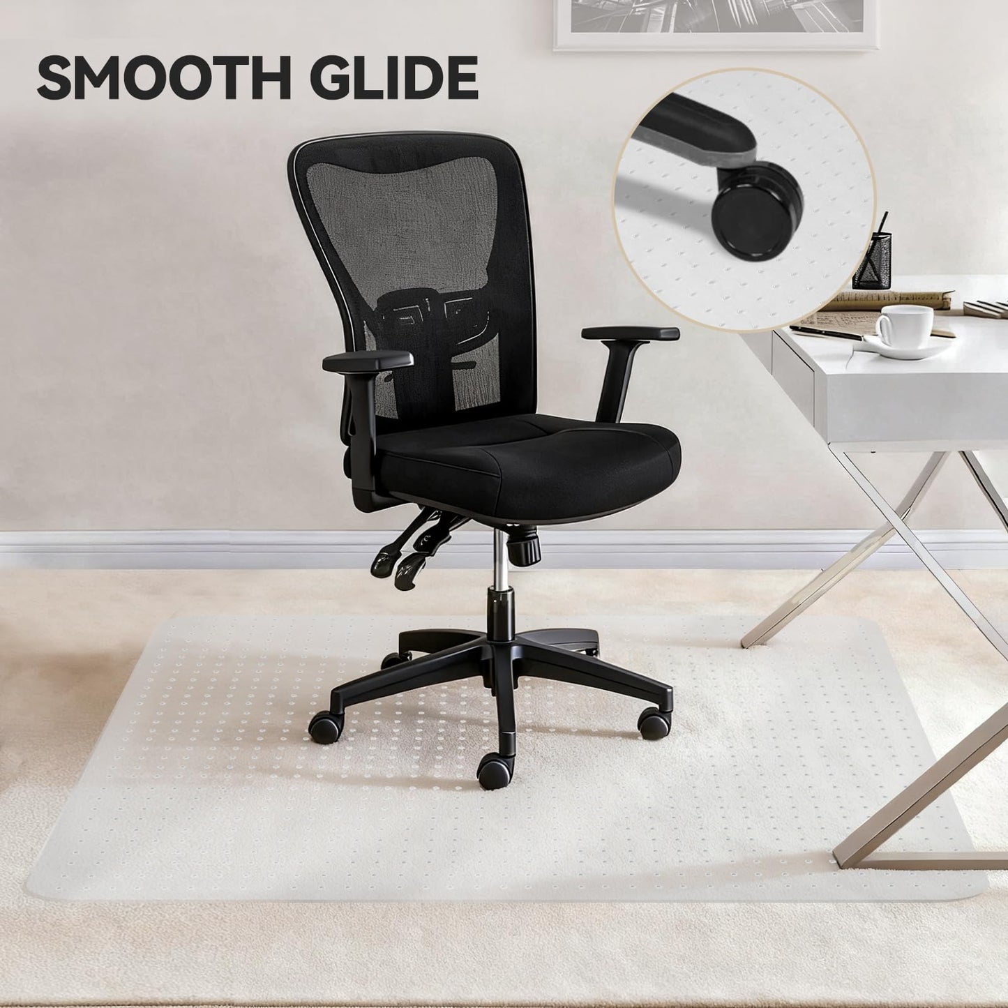 IMEASON Office Chair Mat for Carpet Floor, Flat Shipping Heavy Duty Rolling Chair Mats, Under Computer Desk Protector Floor Mat, Smooth Glide Hard Plastic Clear ChairMat (36x48 Inch)
