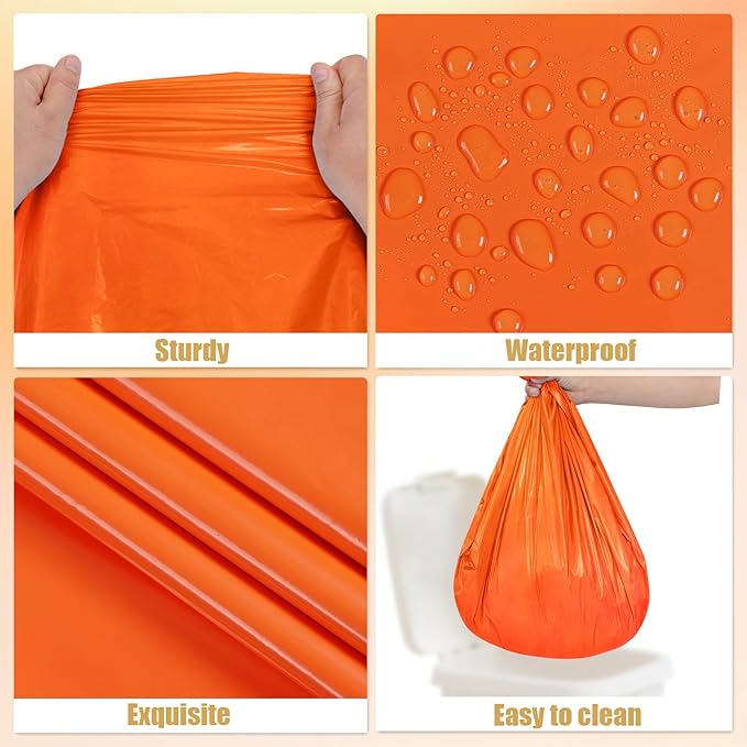 3 Packs Orenge Disposable Plastic Tablecloth 54 x 108 Inch Waterproof Tablecloths 6FT Rectangle Table Cover for Parties Birthday Hallowmas Autumn Theme Outdoor Picnic Family Dinner