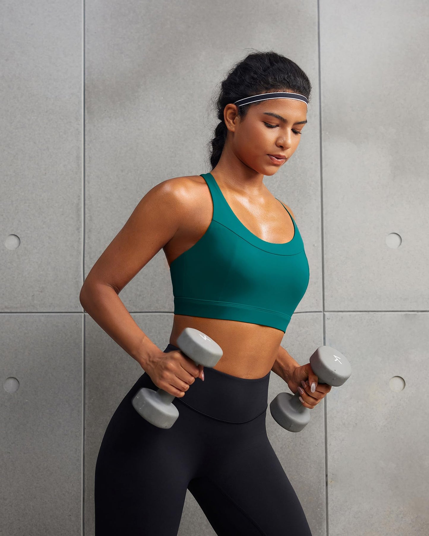 RUNNING GIRL High Impact Sports Bra for Women,Running Sports Bras for Women High Support Yoga Bra with Sewn in Pads(3100_Teal_M)