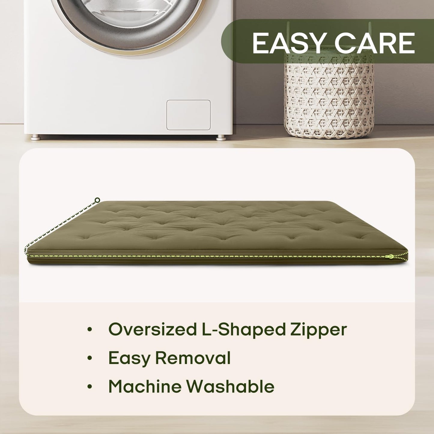 ZonLi Japanese Floor Futon Mattress Queen Size 80"x 60", 100% Cotton Cover 4'' Thicken Tatami Mattress, Foldable Sleeping Pad, Portable Dormitory Tatami Mat, Roll Up Floor Lounger Bed for Adult