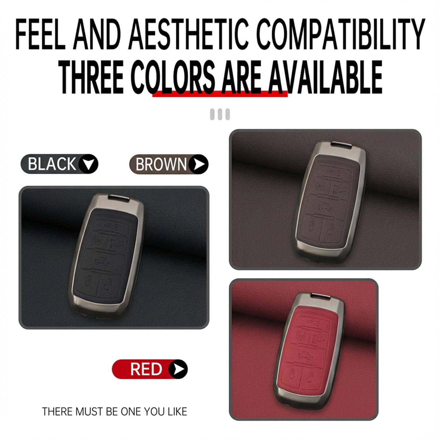 Zinc Alloy Car Key Fob Cover Compatible with 2019-2025 RAM 1500 2500 3500, Metal & Leather Remote Key Case Protector, Full Coverage Hard Shell Holder with Keychain Accessories (B-4-btns-Brown)