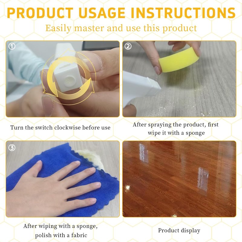 Beeswax Wood Polish Spray – Natural Beeswax Furniture Polish & Wood Cleaner, Multi-Purpose Wood Care Spray for Cabinets, Tables & Floors, Restores Shine & Protects Surface (1 Pack)