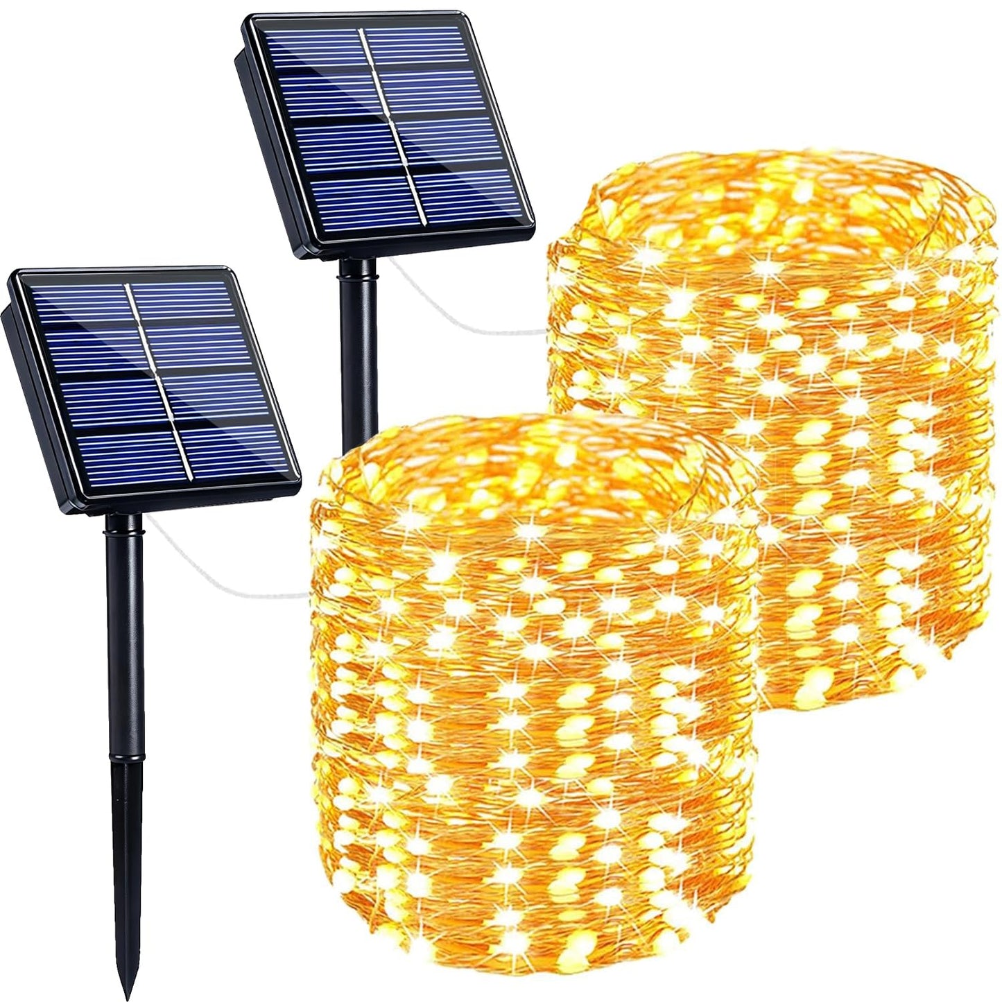 Extra-Long 144FT Solar String Lights for Outside, 2 Pack 400LED Solar Fairy Lights Outdoor Waterproof, Copper Wire with 8 Modes Solar Twinkle Lights for Tree Garden Party Patio Xmas Decor (Warm White)