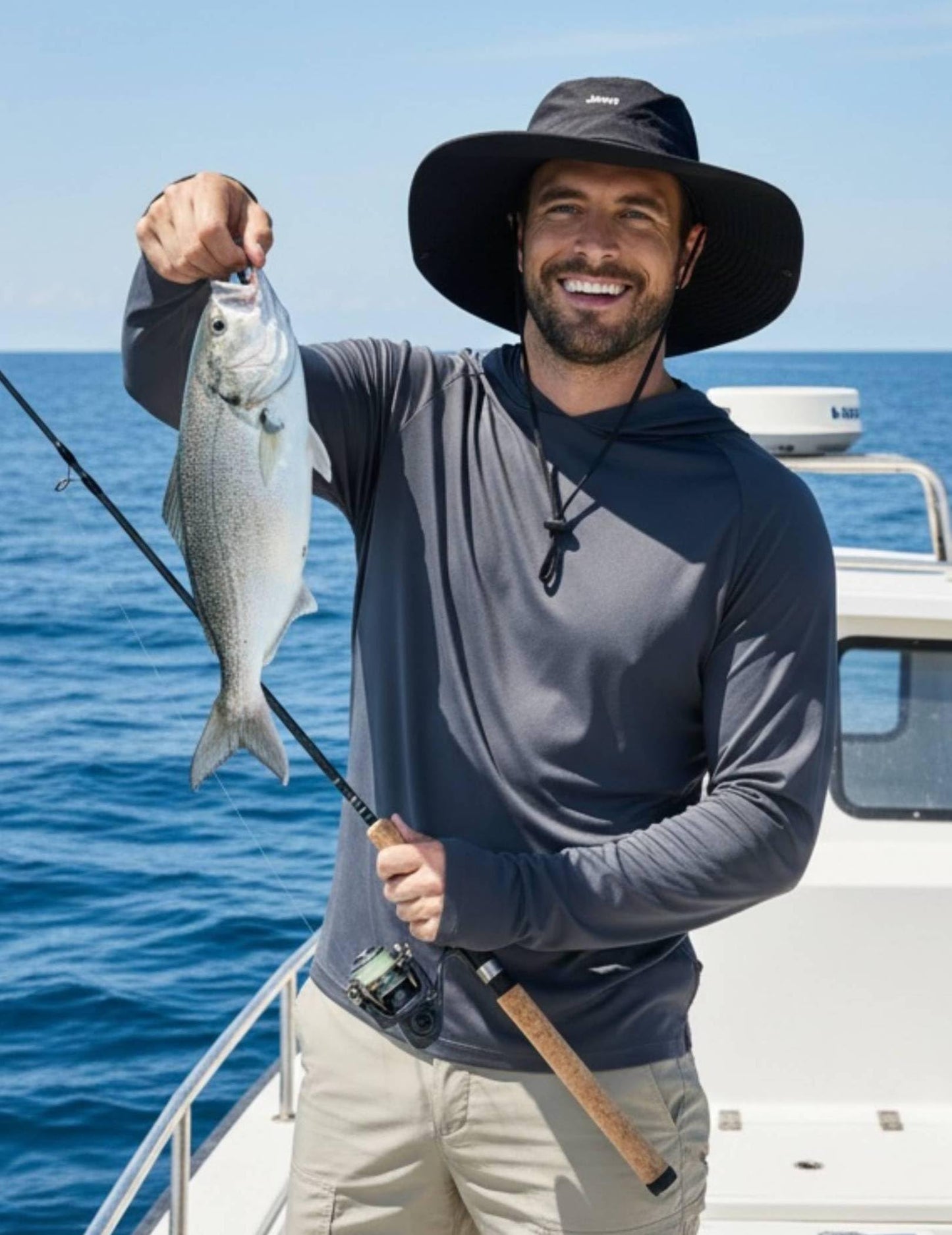 COOFANDY SPF 50+ Fishing Shirts for Men Long Sleeve Sun Protection Hoodie Lightweight Outdoor Hiking Running Rash Guard Dark Gray