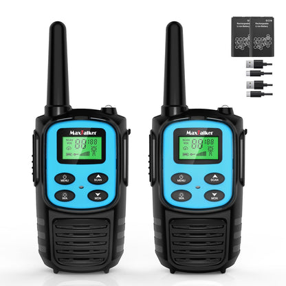 Walkie Talkies Long Range for Adult, MT10 Rechargeable Walkie Talkies FRS Two Way Radio, NOAA, 1200mAh Li-ion Battery USB-C Cable, LED Flashlight, VOX Walkie Talkie for Hiking Camping 2Pack