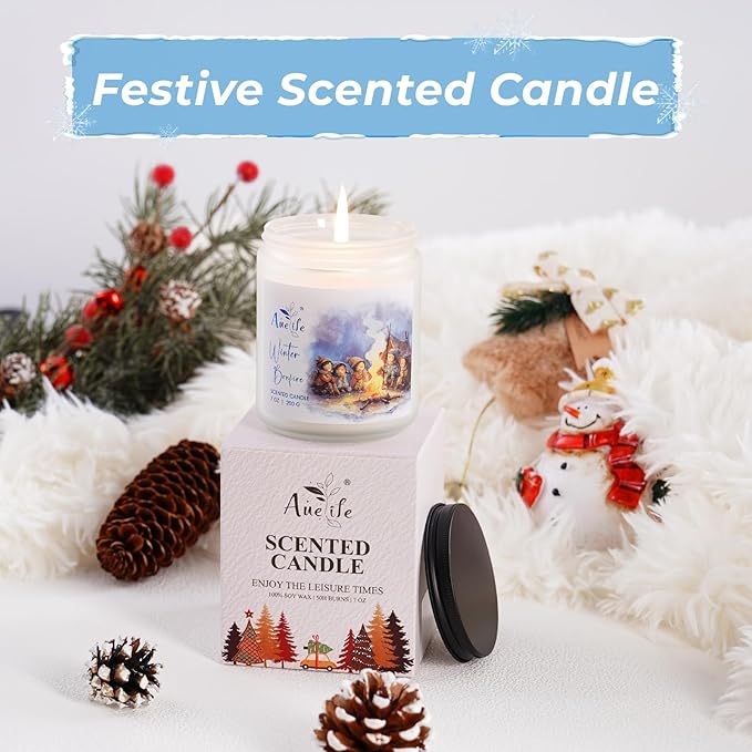 Warm & Cozy Candle | Scented Soy Candles for Home - Coffee & Vanilla Aromatherapy Candles for Relaxing Winter Nights, Holiday Gift for Women & Men, Long Lasting Christmas Home Décor Candle