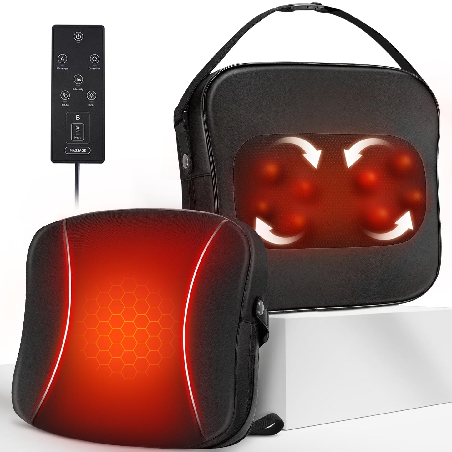 Shiatsu Neck Massager with Heat, 3D Kneading Back Massage Pillow for Pain Relief, Massagers for Neck and Back, Shoulder, Leg, Gifts for Men Women Mom Dad, Stress Relax at Home Office and Car