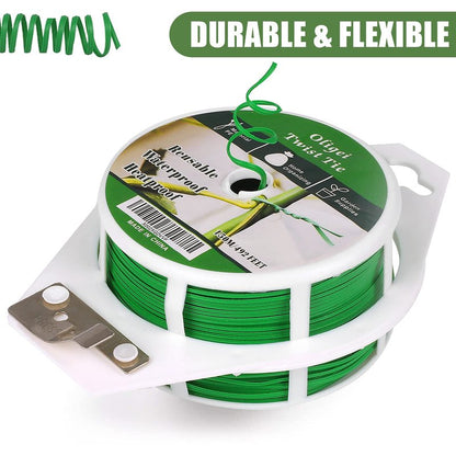Green Garden Wire, Sturdy Plant Ties for Support with Cutter, 492FT/150m, Indoor, Outdoor, Home and Office Use