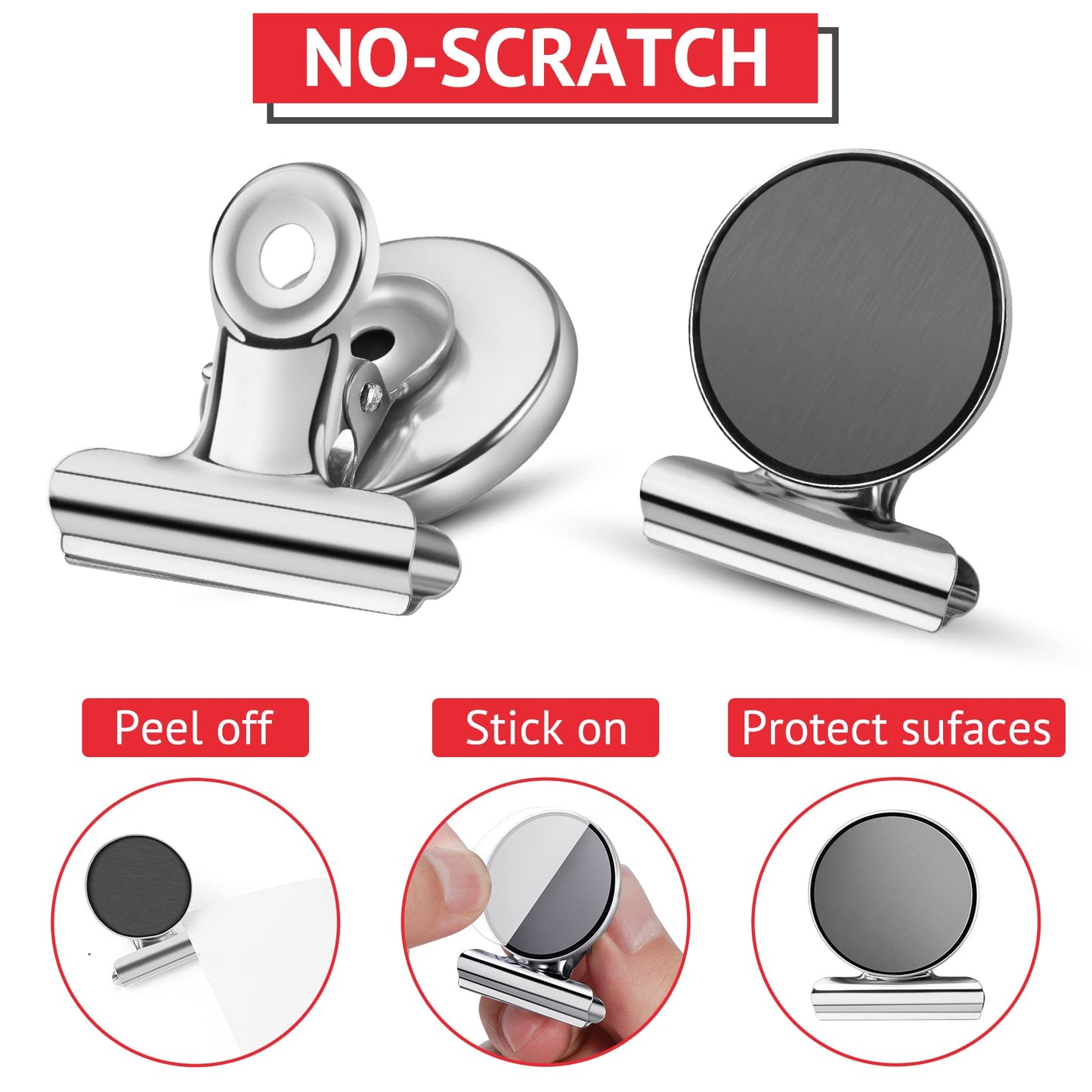 24 Pack Magnetic Clips Fridge Magnets Heavy Duty Magnet Clips for Whiteboard & Refrigerator Wide Scratch Safe Best for House Office School Use