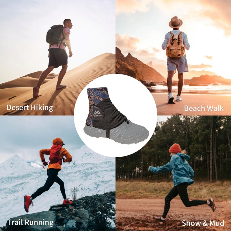 AONIJIE Ankle Gaiters for Hiking Boots, Leg Gaiters for Trail Running, Mountain Climbing | Shoe Boot Guard Gators for Men & Women