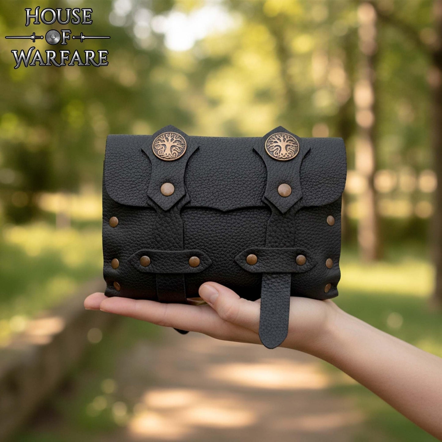 Lord of Battles Full Grain Leather Belt Bag for Men & Women | Handmade Medieval LARP Pouch with Buckle for Cosplay & Renaissance Fair (Adventurer Leather Bag)