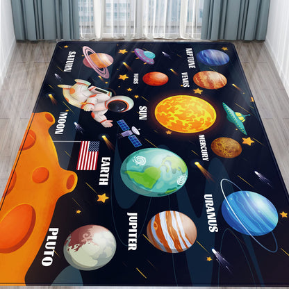 LTKOUGFAM Kids Play Rug for Playroom, Outer Space Rug Solar System Educational Rug Kid Baby Floor Mat, Kids Play Carpet for Children Bedroom Classroom (78.7X59 in, Planet 1)