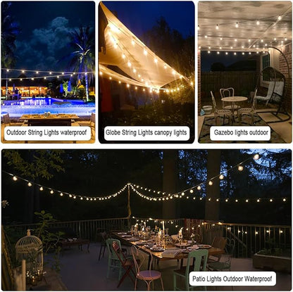 100FT Outdoor Globe String Lights LED Waterproof G40 String Lights Connectable with 52 Shatterproof Bulbs Dimmable Patio Lights String for Bistro Backyard Gazebo Lights
